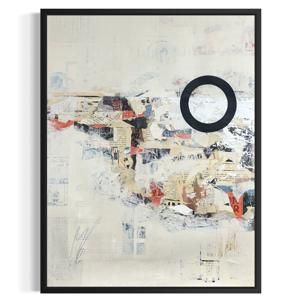 Original Mixed Media Modern Art Collage Painting 18x24 "Hemiolic" Signed